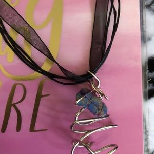 Handmade Wire Wrapped Necklace blue stone